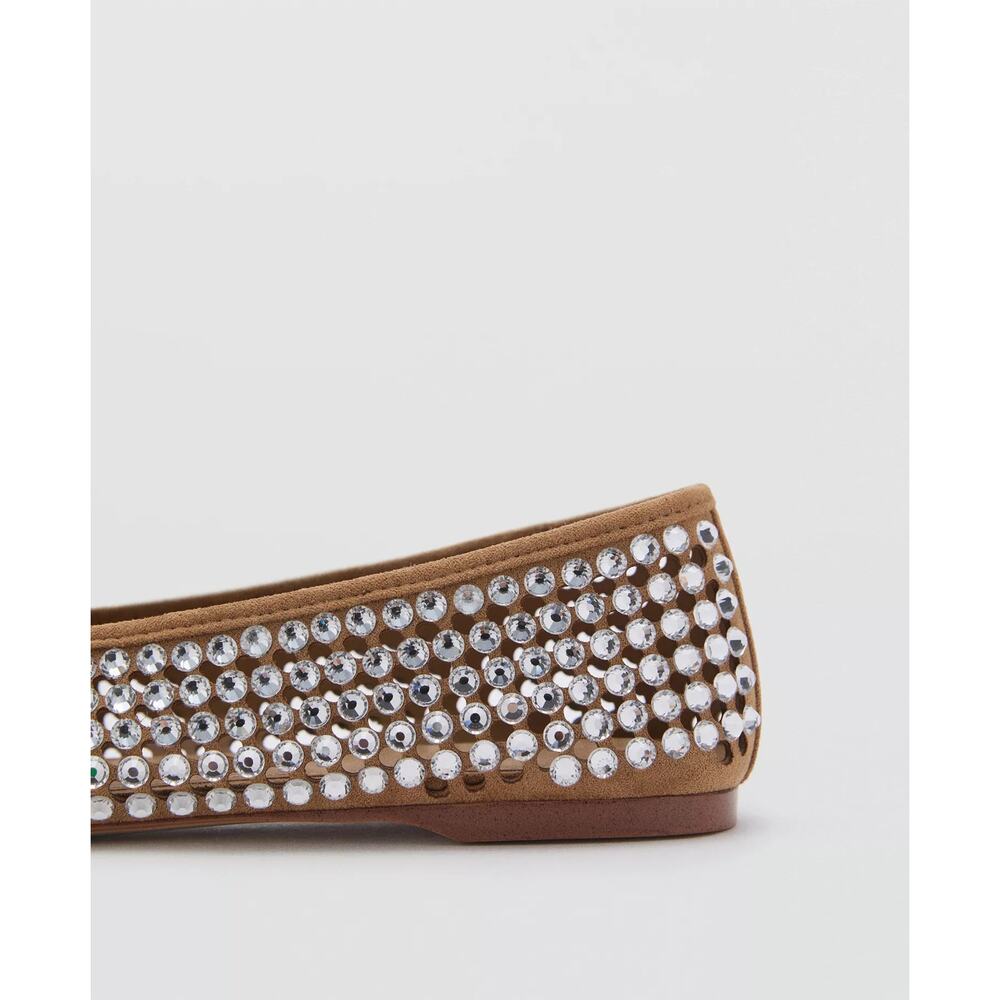 MNG Mango Glam Rhinestone Die Cut Ballet Casual Cream Elegant Flats EU 40 US 9 - Picture 8 of 8